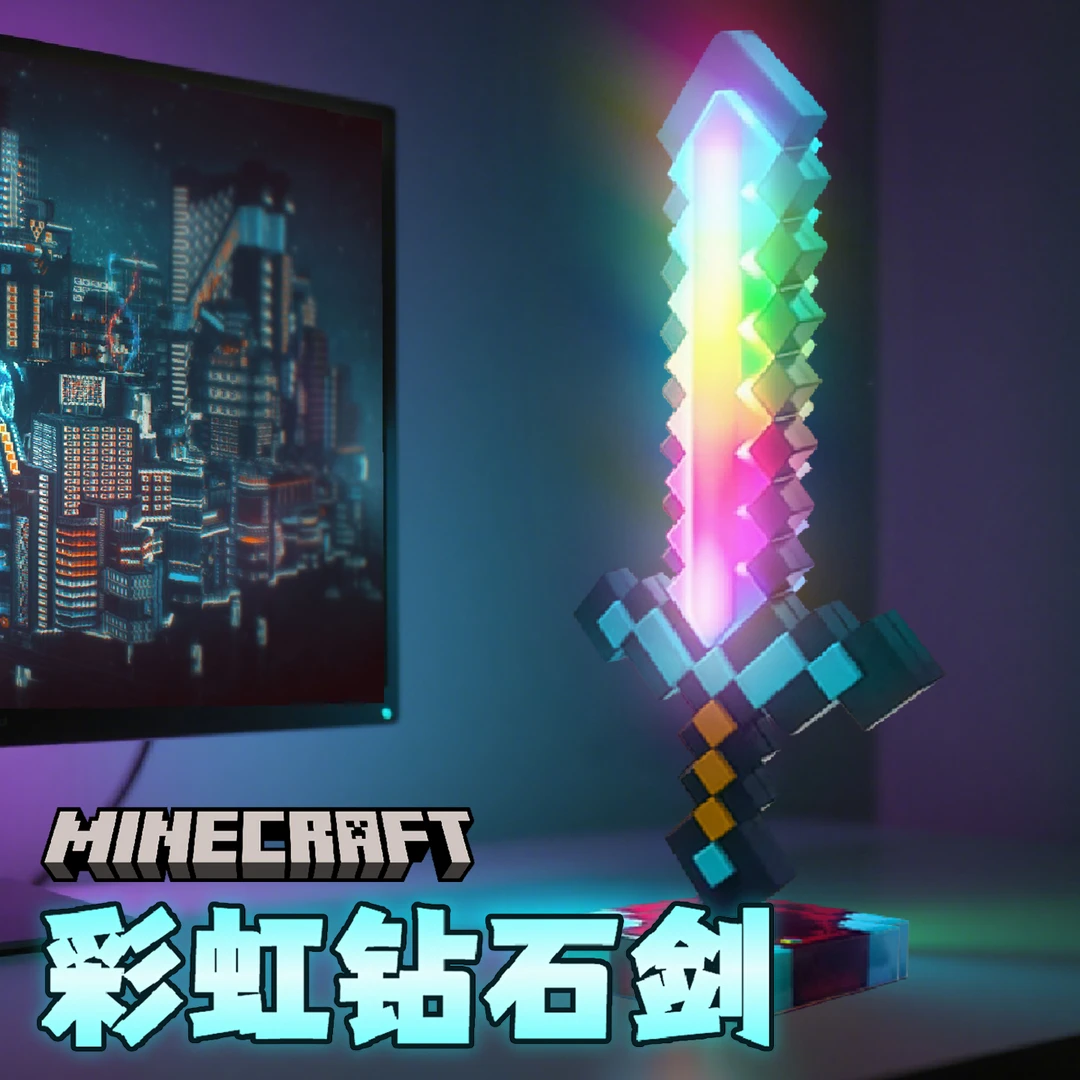 我的世界彩虹光钻石剑炫酷网红款儿童整蛊小孩子小玩具益智网红款