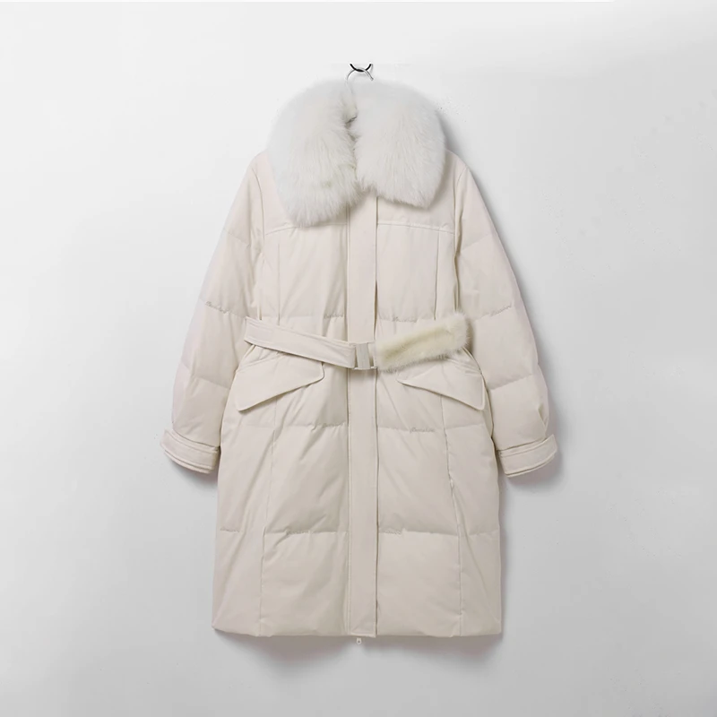 Z076水貂毛拼接长款羽绒服（北）