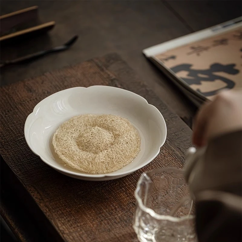 陶瓷仿古手工壶承草木灰单层茶承花瓣壶托茶壶养壶垫古朴干泡台