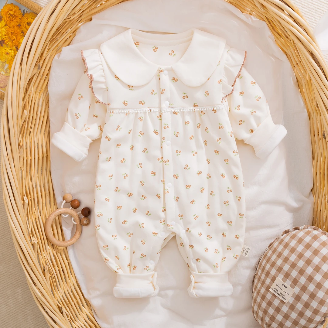 40克女宝宝连体衣服春秋季夹薄棉新生婴儿哈衣爬服洋气外出服春款