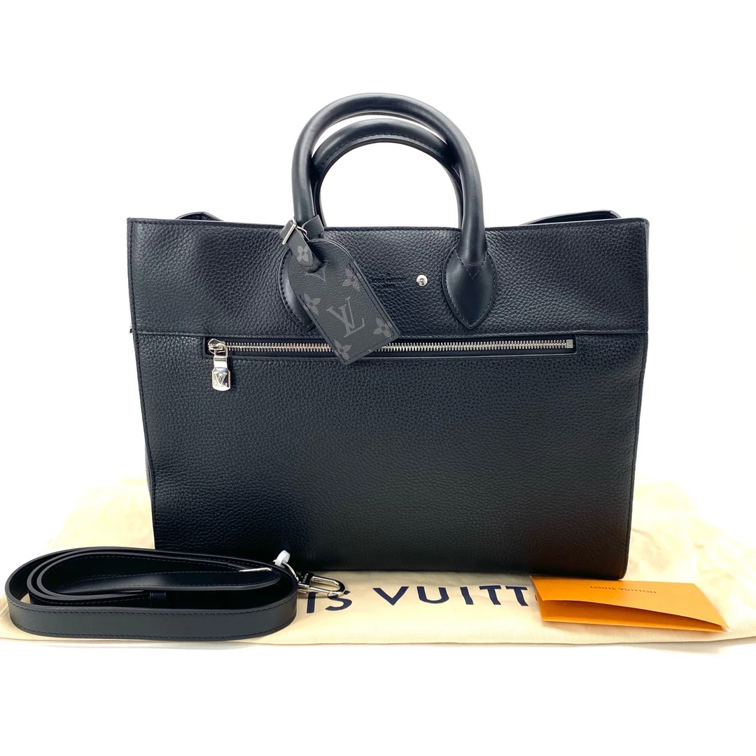 99新 LouisVuitton/路易威登 经典黑色全皮托特手提包  尺寸39/30