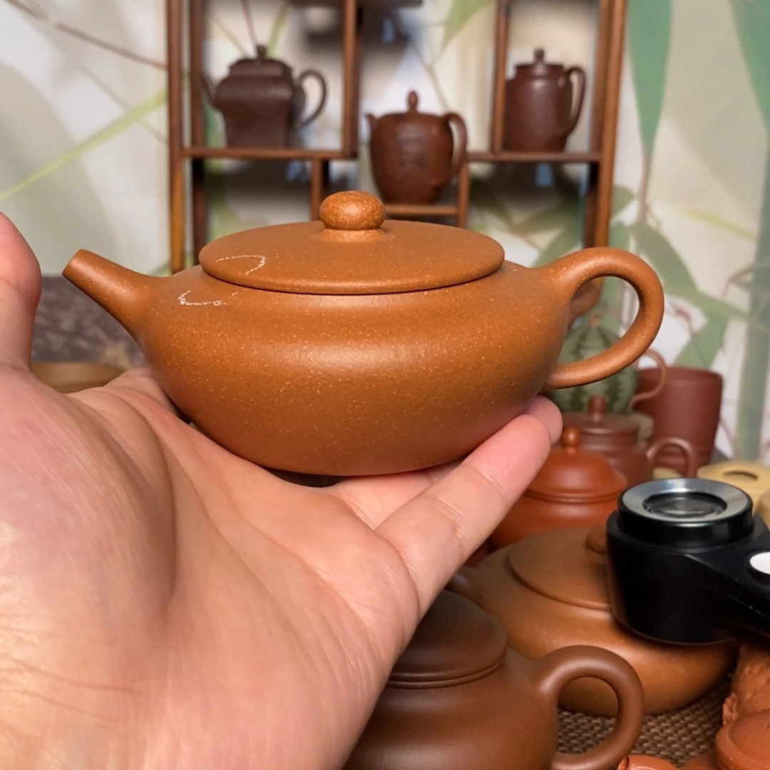 茶壶紫砂微瑕粗砂扁晨