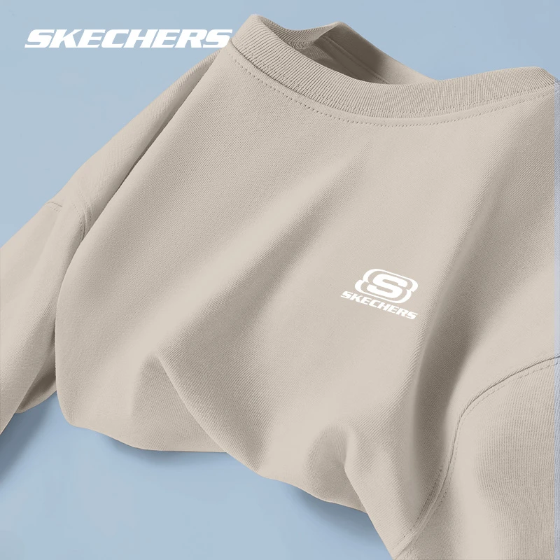 斯凯奇短袖t恤男春夏新款圆领纯棉休闲正品体恤透气运动针织衫