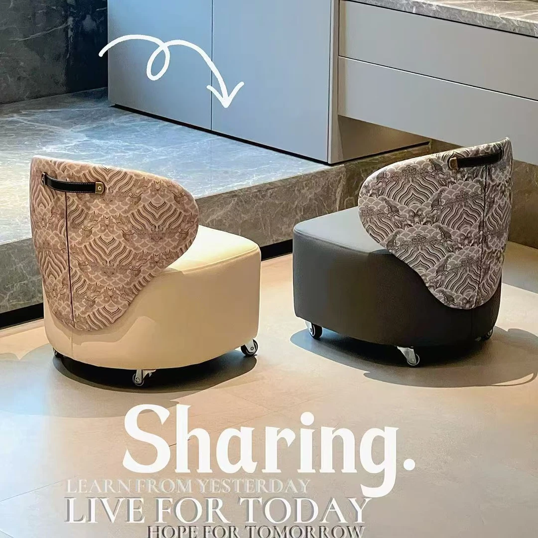 轻奢家用简约现代高级客厅沙发靠背滑轮换鞋矮凳茶几凳子