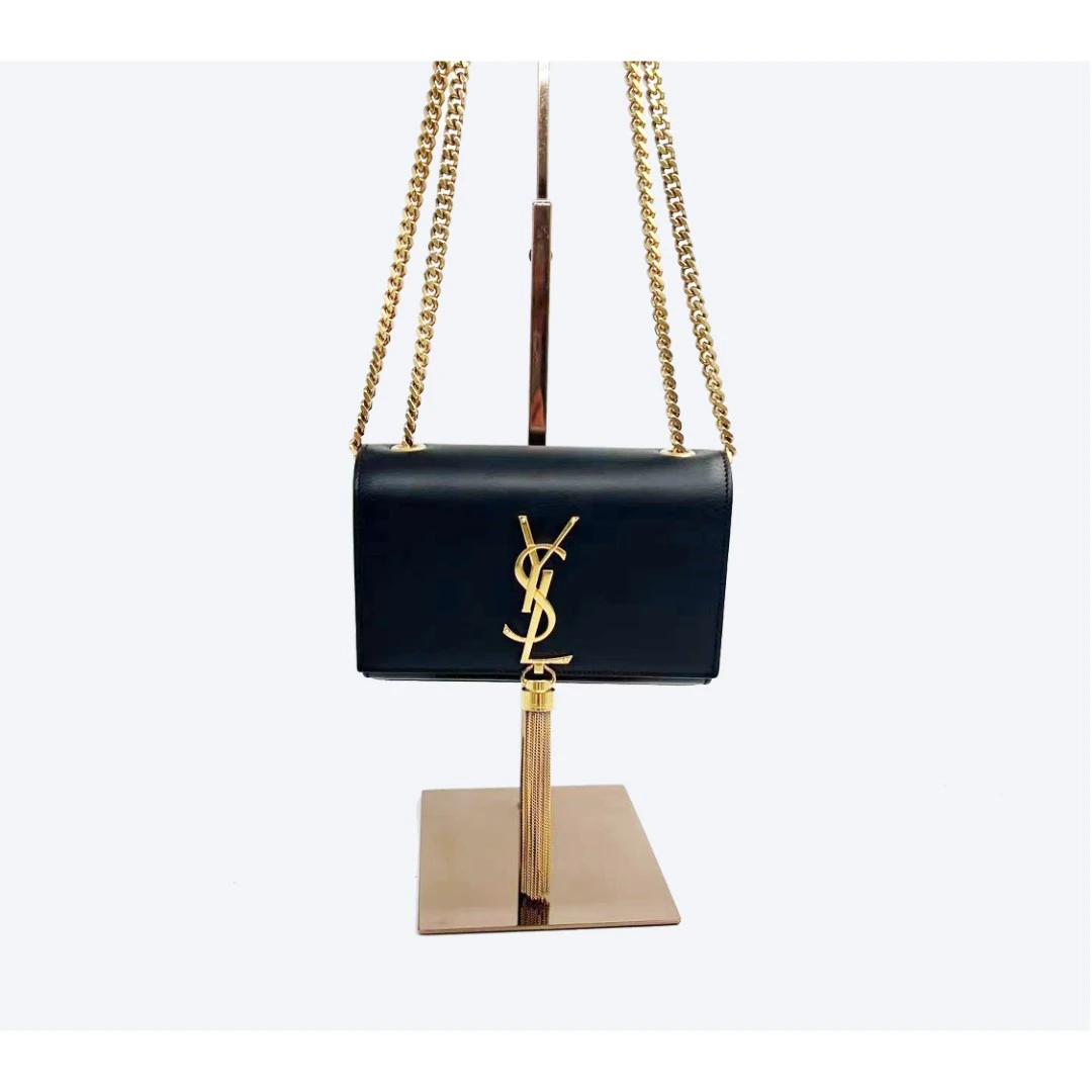 95新 YSL/圣罗兰 黑金流苏kate小号链条包
