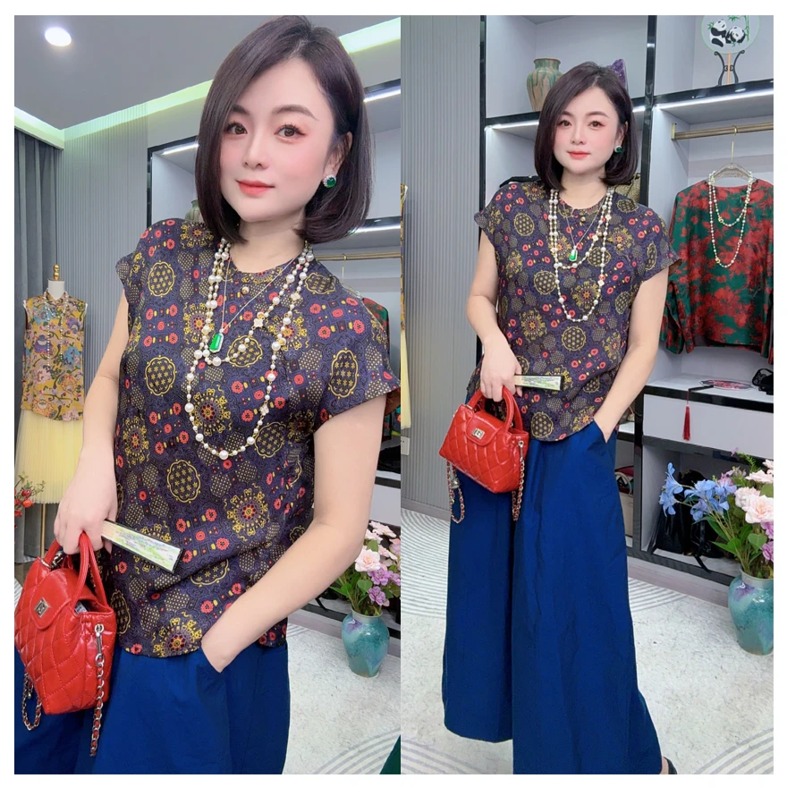 【DJ轻奢】【繁花似锦 】新中式国风提花上衣女夏