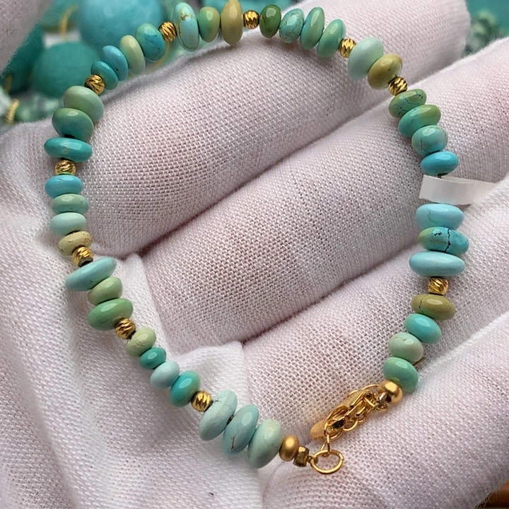 绿松石银S925镀金镶嵌珠宝奇石