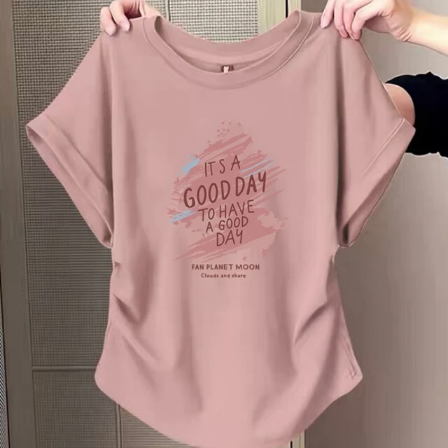 闭眼入新款小飞袖褶皱正肩短袖t恤女2025新款时尚洋气收腰显瘦上