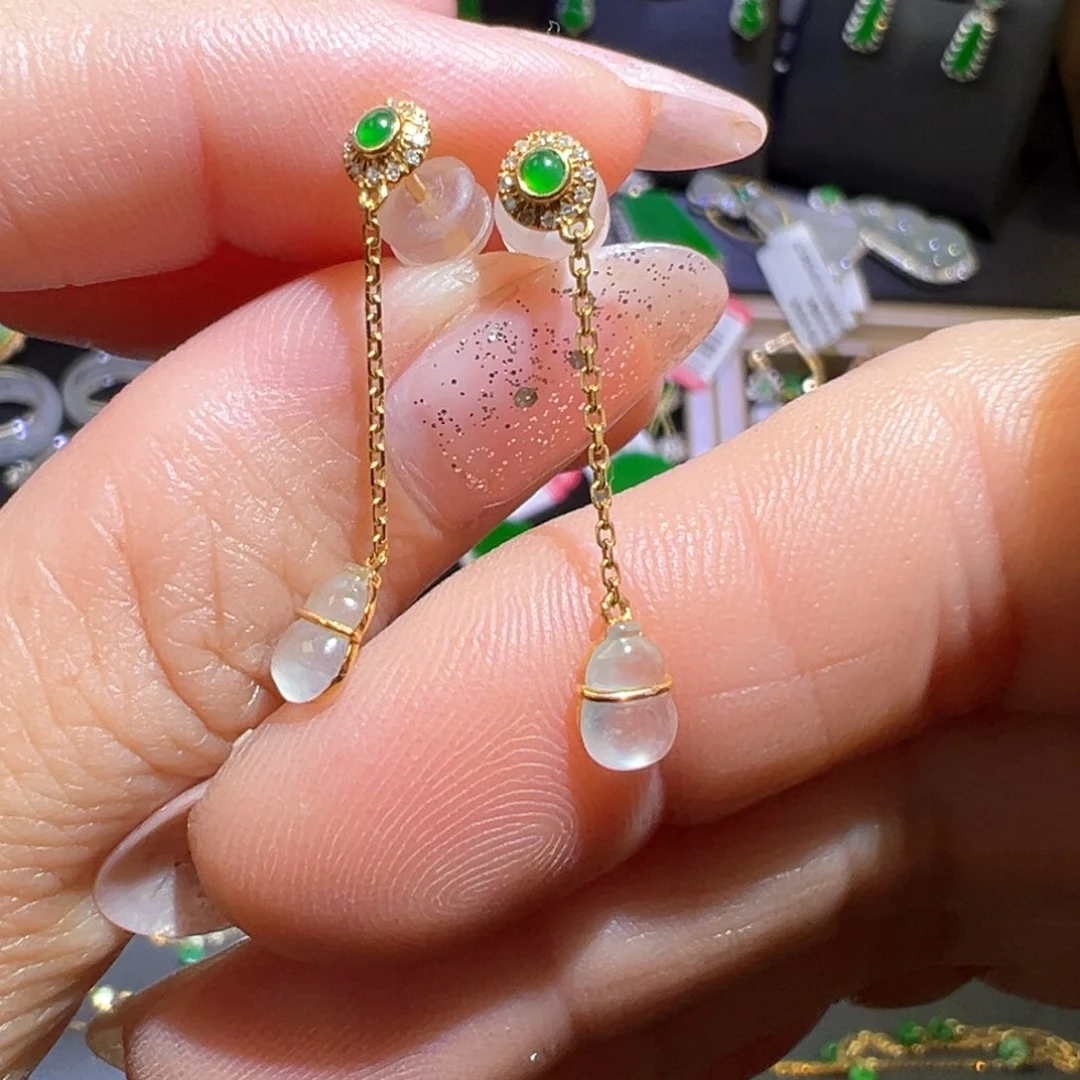 翡翠颈饰18K金镶嵌耳环