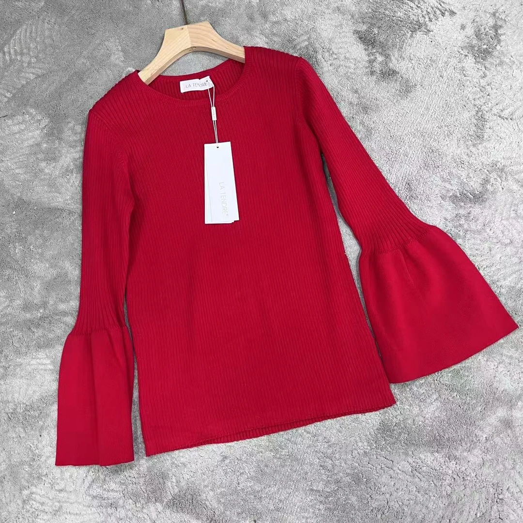 25早春韩版公主袖圆领毛衣