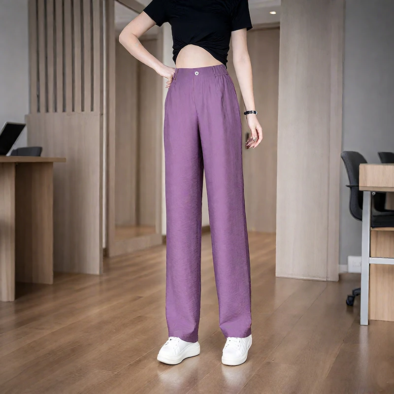 防晒直筒休闲裤2025年夏季新款冰丝速干显瘦垂直感休闲直筒裤女