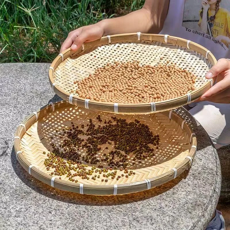 有孔35cm筛子竹编簸箕竹筛子圆形小筛晾晒竹子制品