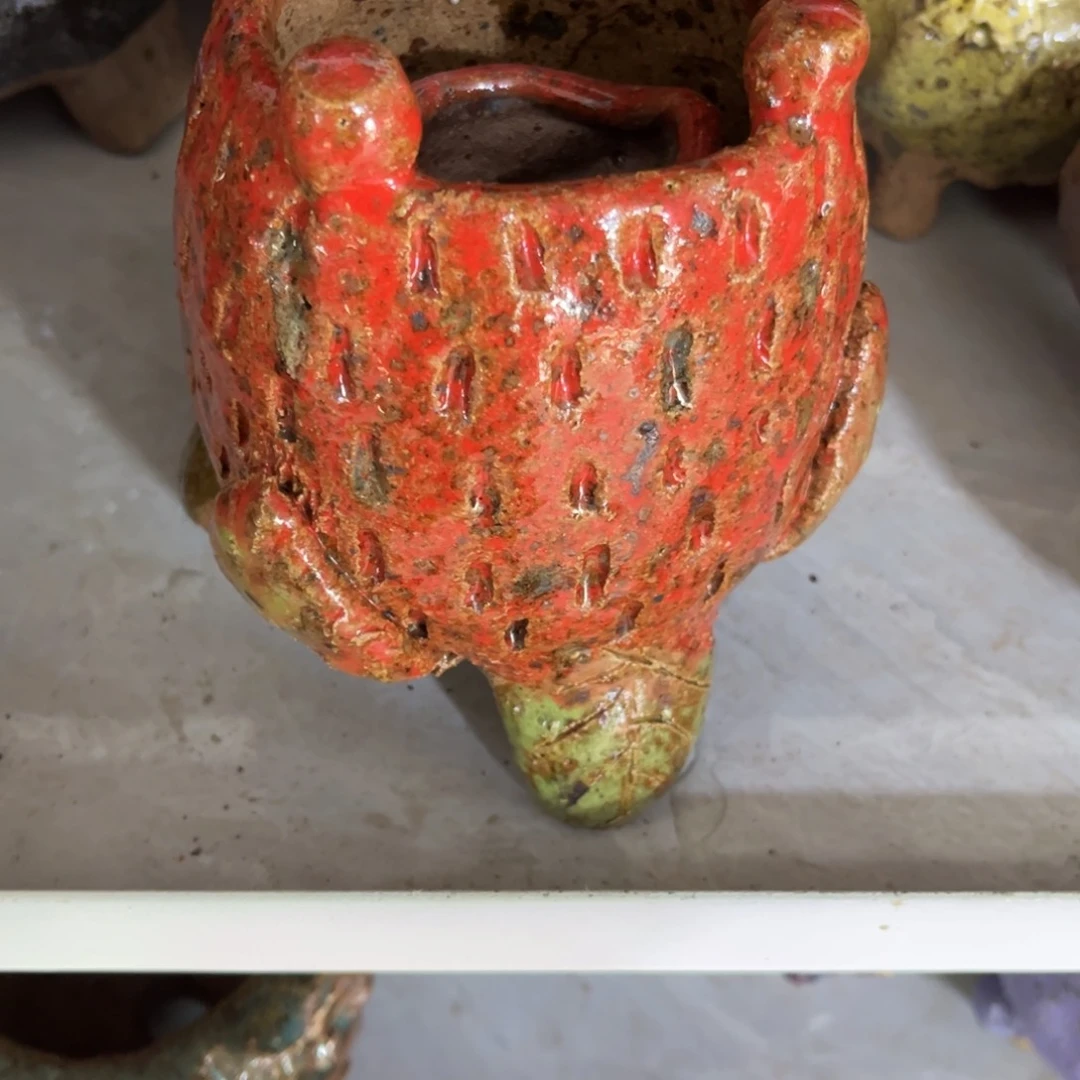 泥塑不**鱼古镇炻陶花盆