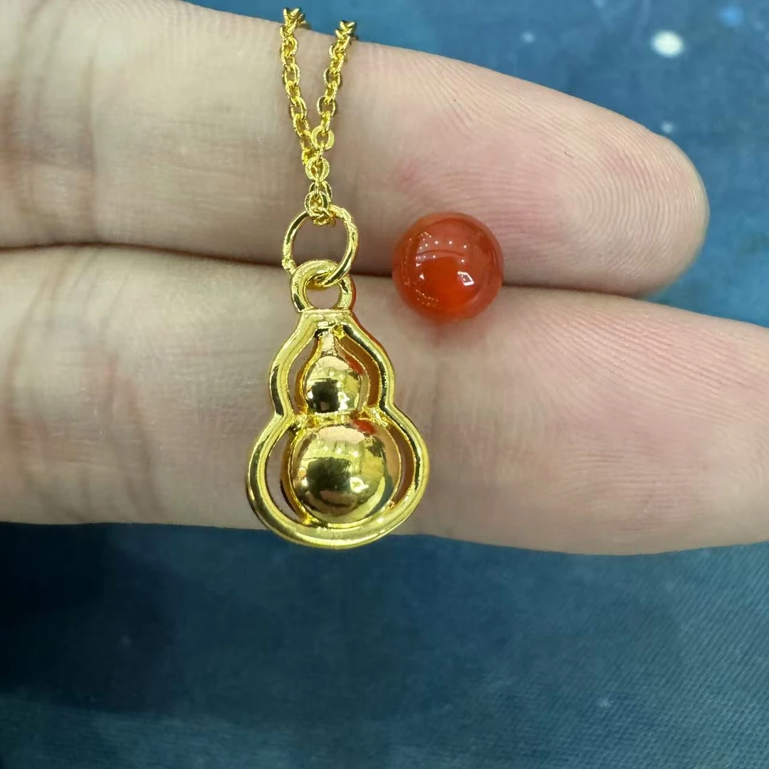 【SG】足金玛瑙配件亮面葫芦 赠链