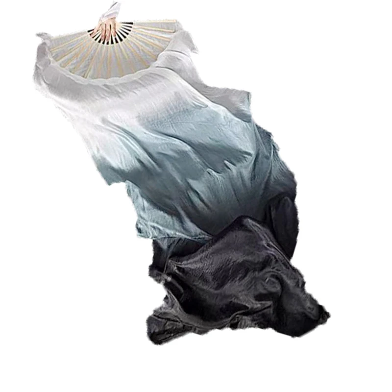 白灰黑渐变长稠扇古风指月如烟古典扇