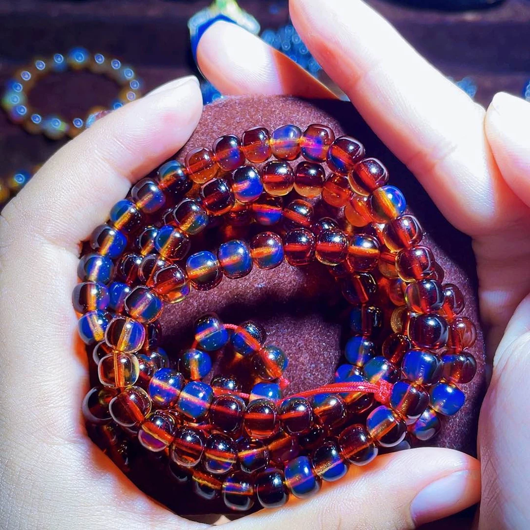 未镶嵌蓝珀裸石红蓝7加老型108