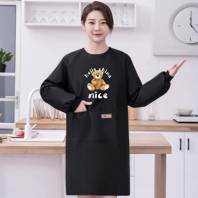 秋冬长袖防水防油罩衣围裙男女通用家务上班工厂耐磨防脏工作服