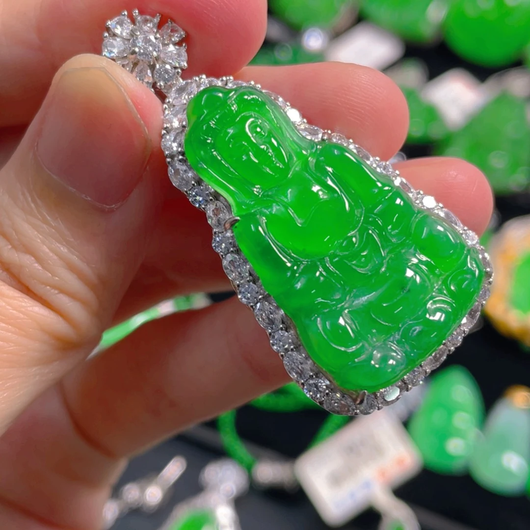 翡翠银S925镶嵌吊坠(不含链)