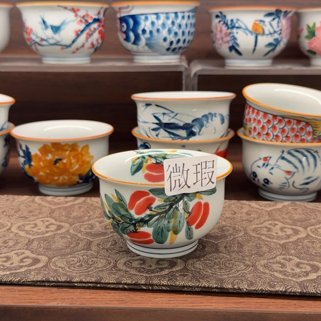 釉下手绘茶具微瑕