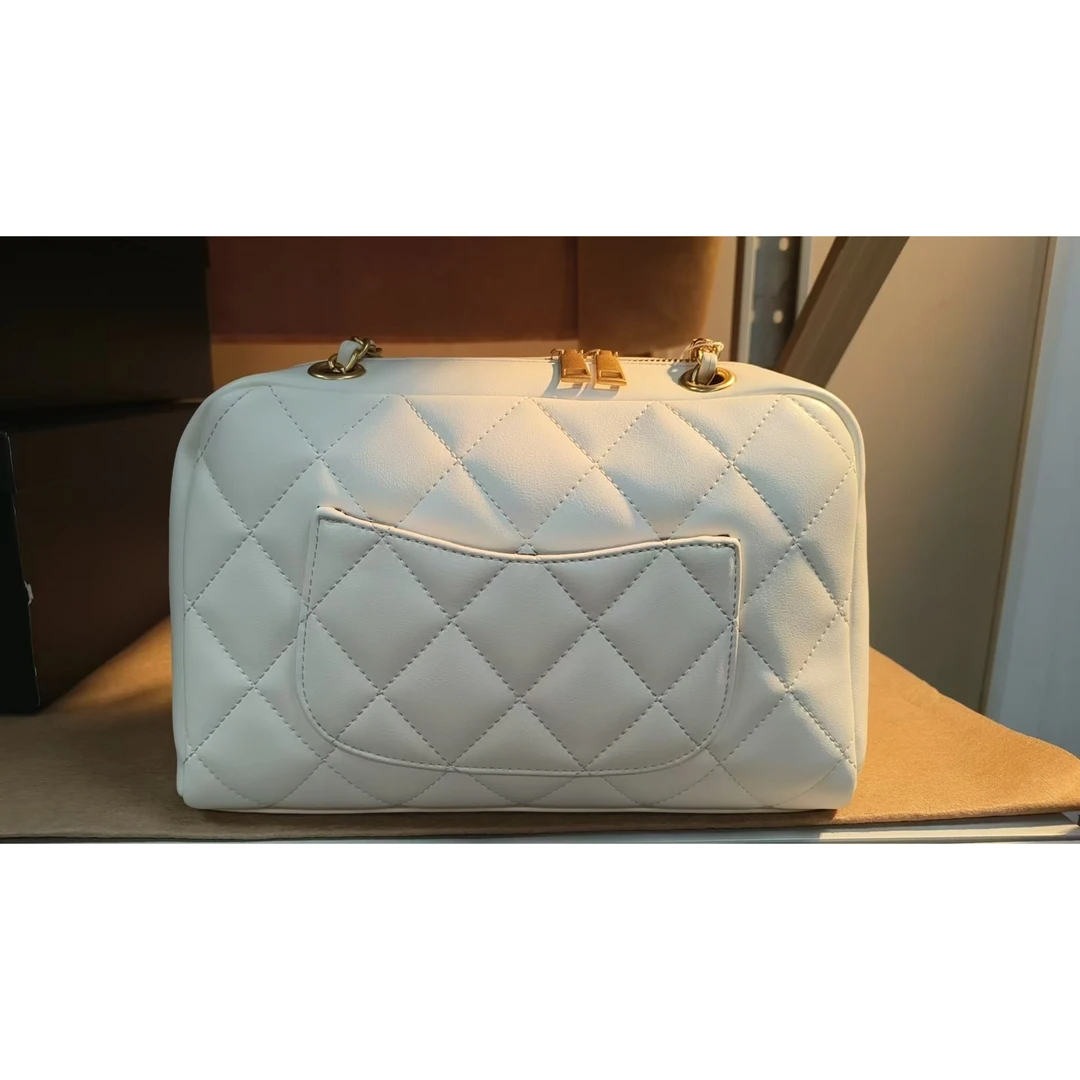 TOLEX2025新款手工时尚真皮小女包双袋K白色29cm