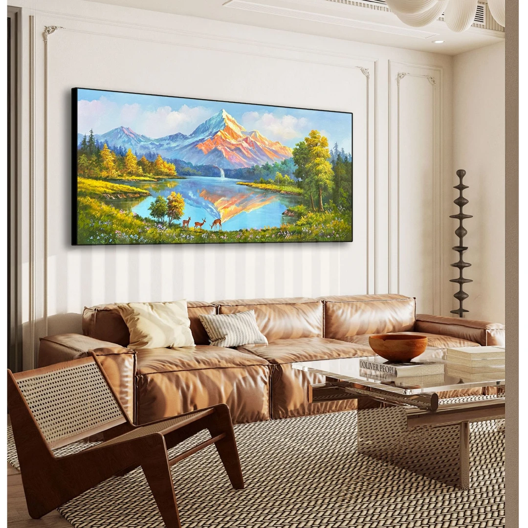 【福鹿金山】新中式山水聚宝盆山水风景画挂画入户玄关画装饰画现