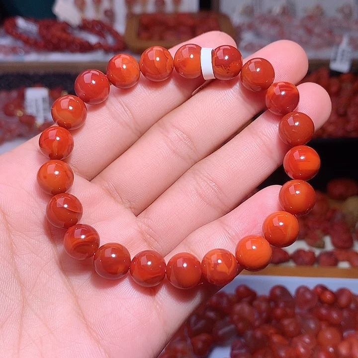 南红玛瑙足银镶嵌南红火焰单圈