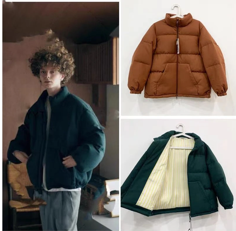 户外立领廓形羊毛呢白鹅绒服