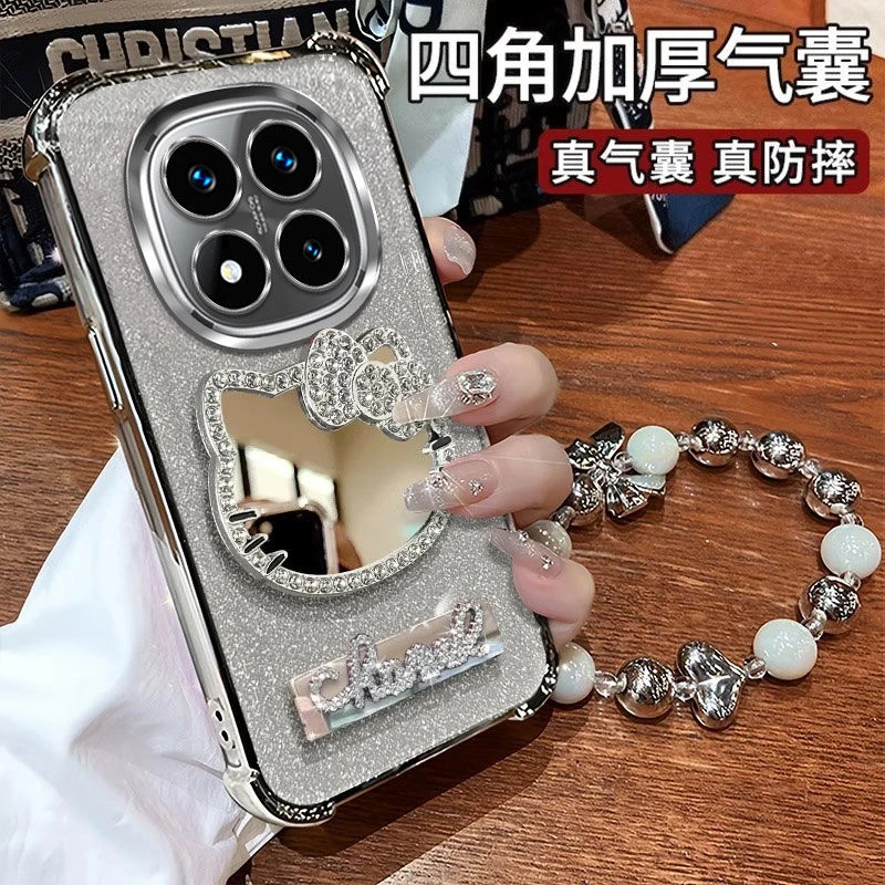 适用红米NOTE15手机壳镜子支架保护套15PRO创意女款15PRO+带挂绳