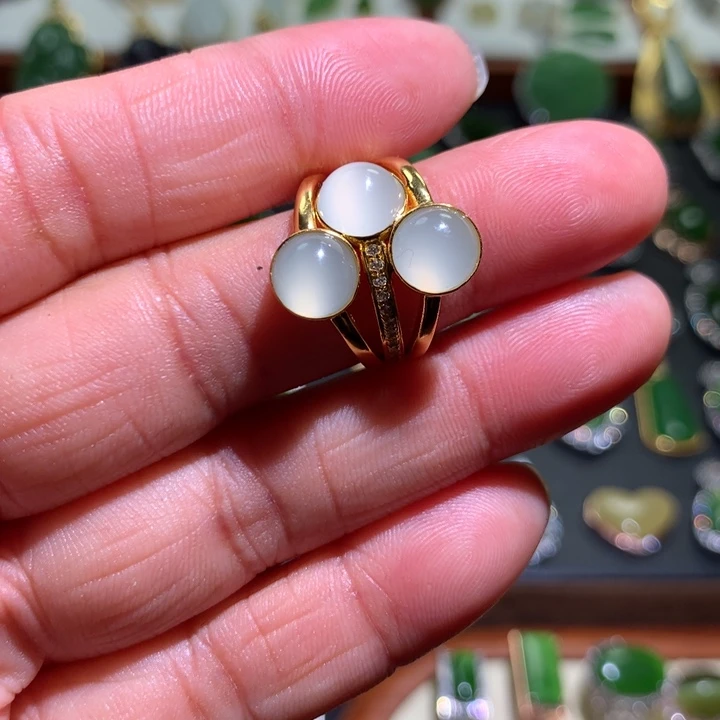 和田玉戒指银S925镶嵌