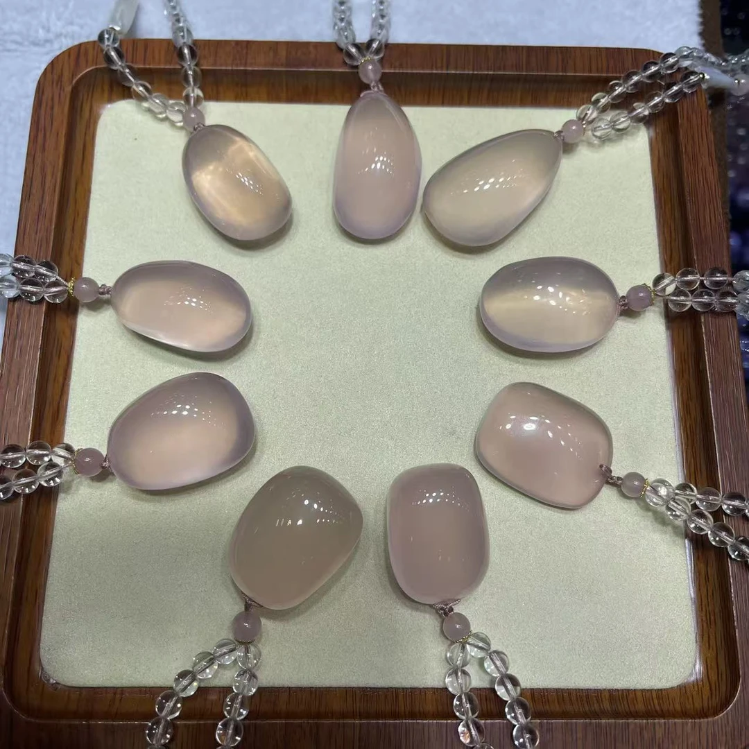18k高品粉水晶吊坠项链随意形（多样性发货）随机发其一