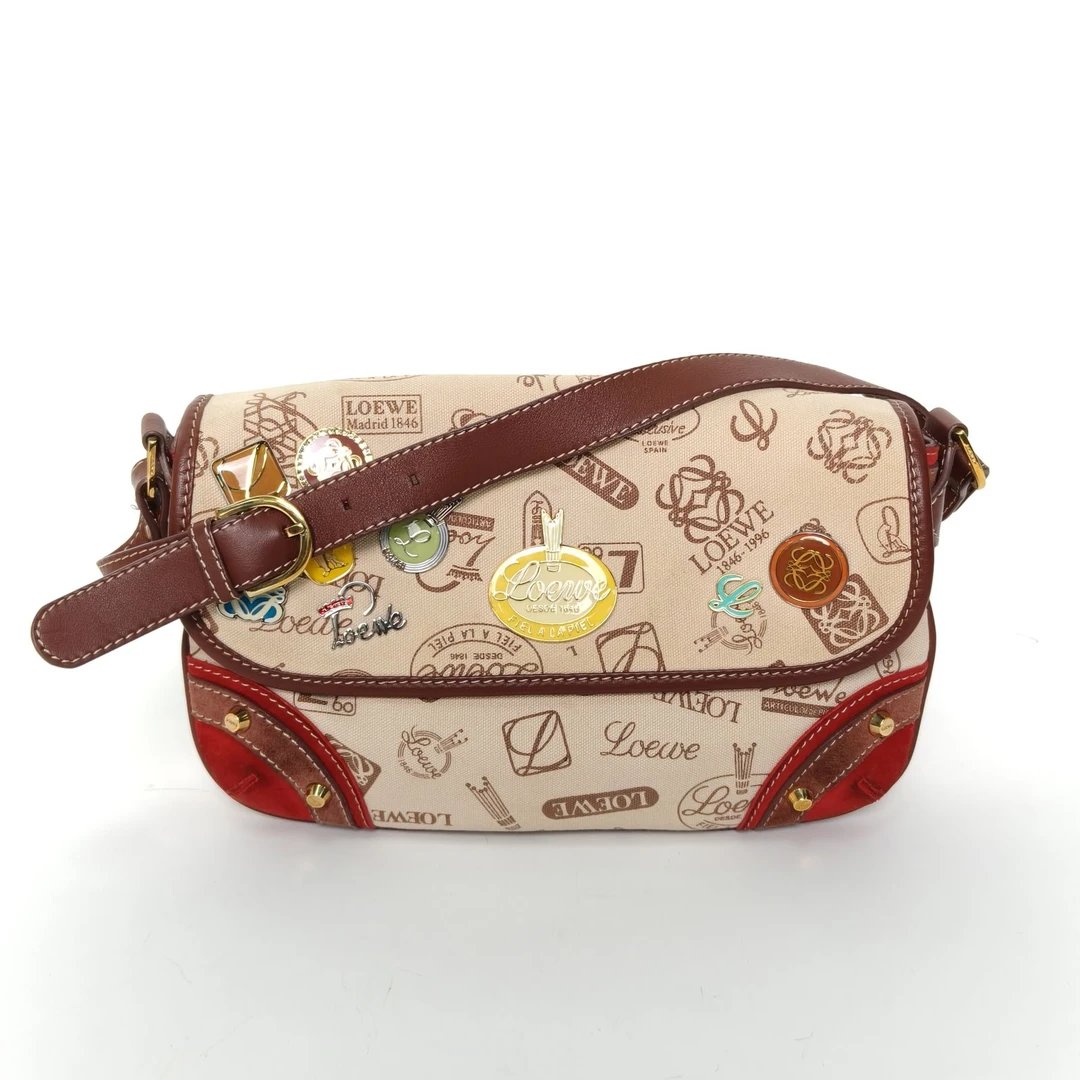 95新 LOEWE/罗意威 【小花娇】 中古160周年限定徽章 hobo 825425