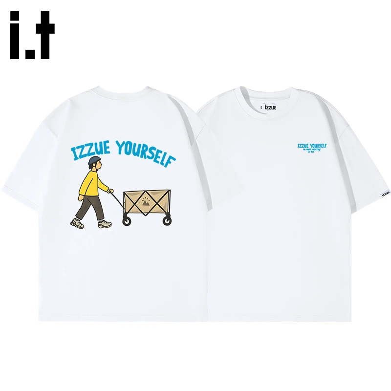 i.t izzue痞帅慵懒风男装凉感短袖t恤男夏季防晒抗菌白色五分袖Y