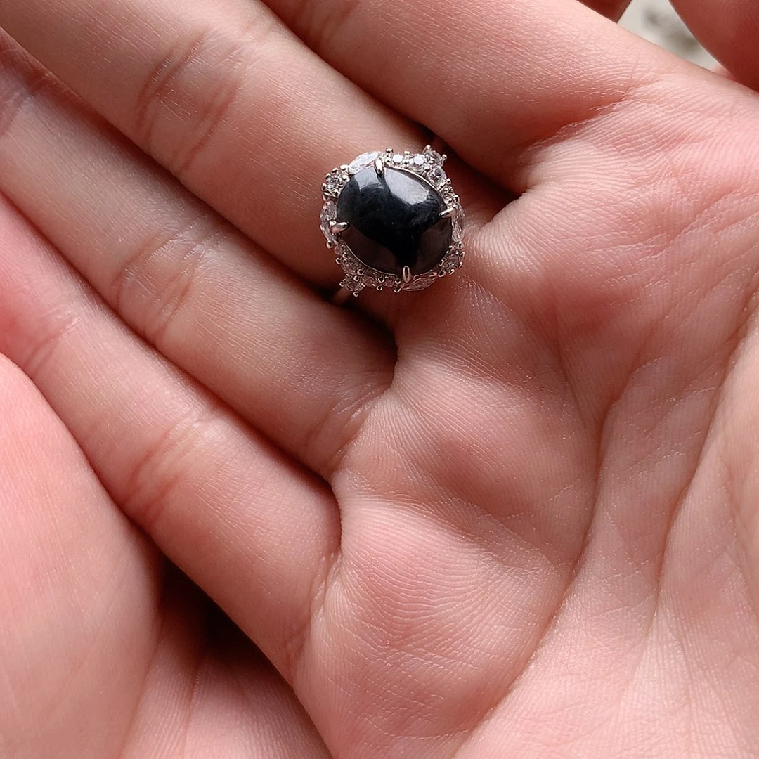 翡翠戒指银S925镶嵌茉*0248