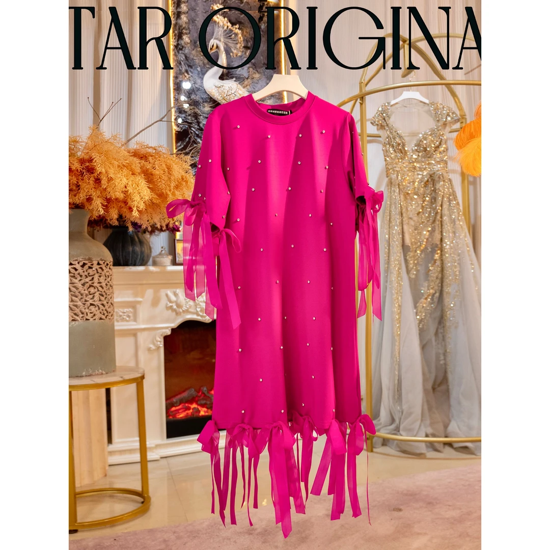 【星姐推荐】星原创高级定制【火龙果】设计师夏季轻奢名媛连衣裙