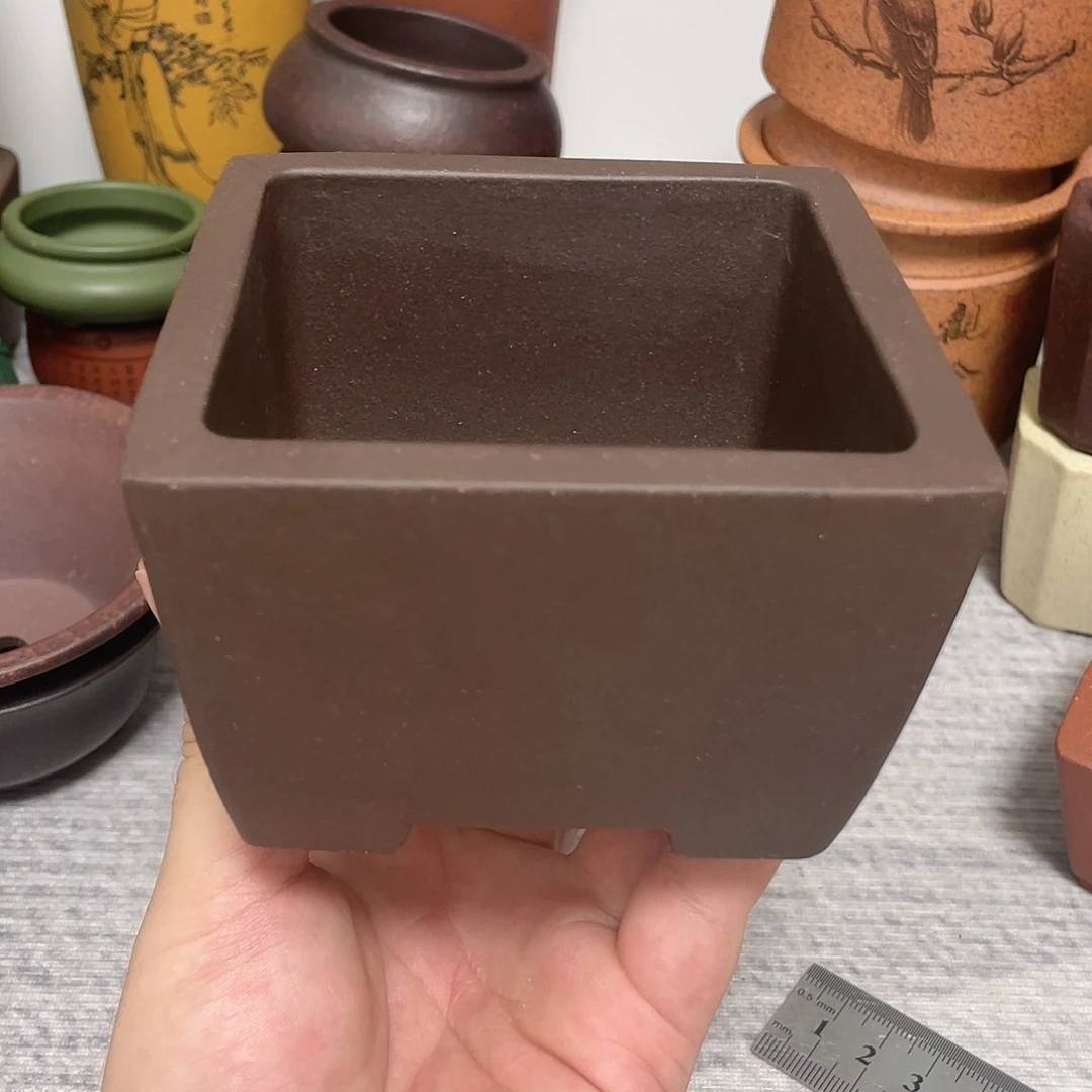 盆满花器铺精品紫砂四方8.5×5