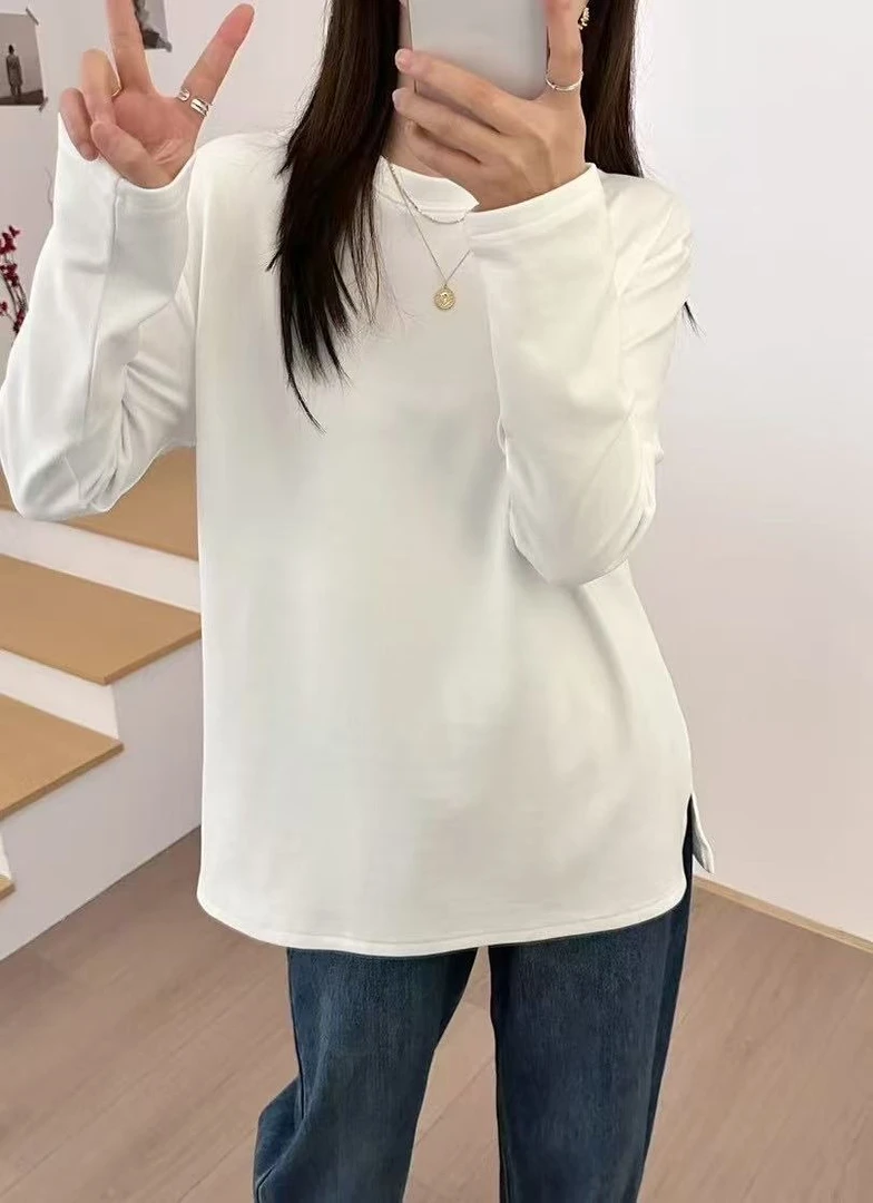 美丽姐磨毛纯色大T恤3092