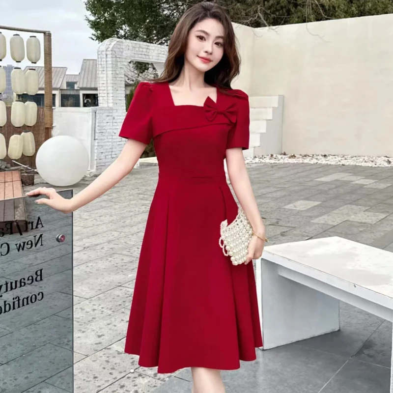 夏季新款名媛小个子中裙法式复古气质神范赫本风小礼服连衣裙女