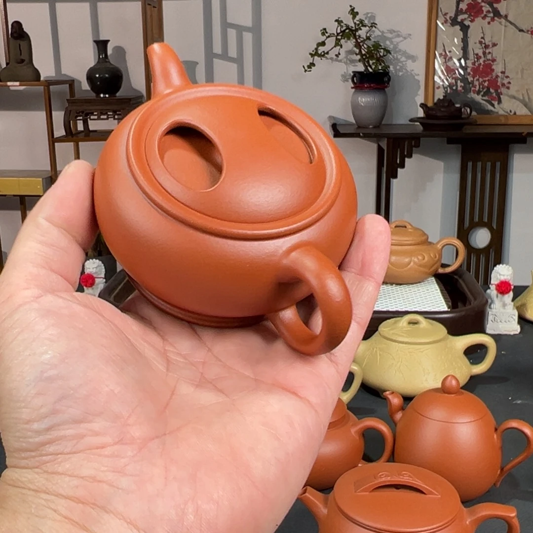 海***上茶壶紫砂朱泥牛盖