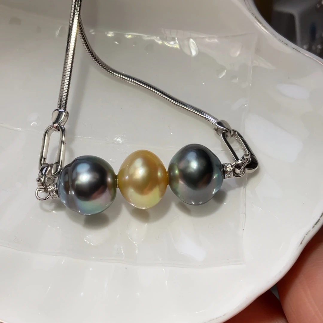 海水珍珠银S925镶嵌颈饰