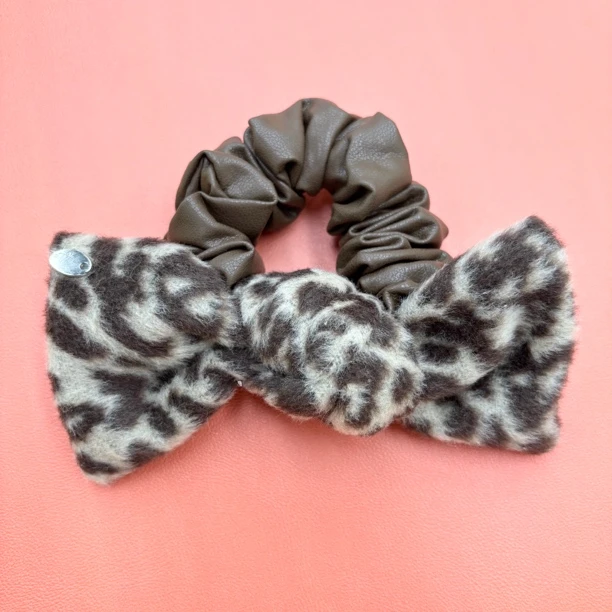 L370夕洛豹纹蝴蝶结发绳头绳发圈轻奢气质时尚百搭简约