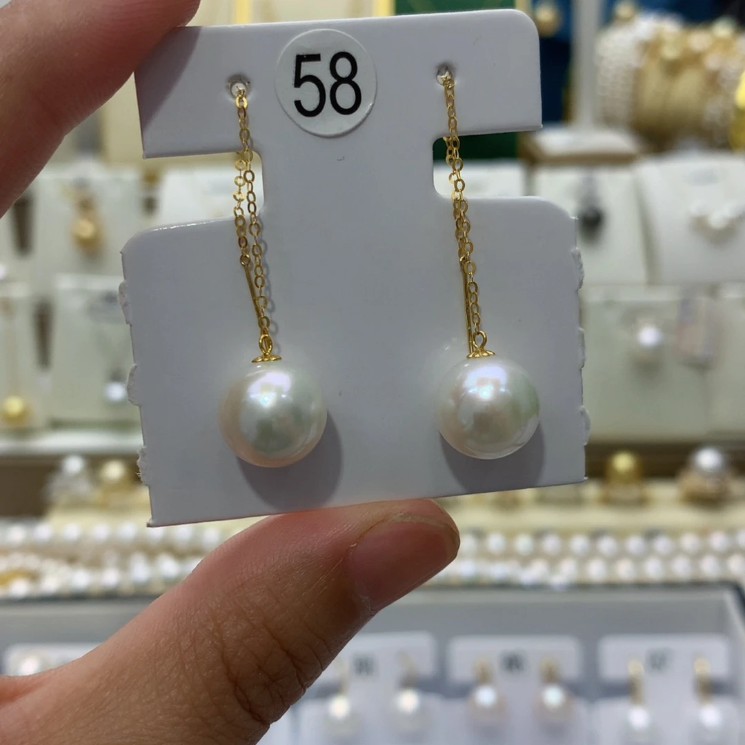 18K金镶嵌淡水珍珠耳饰