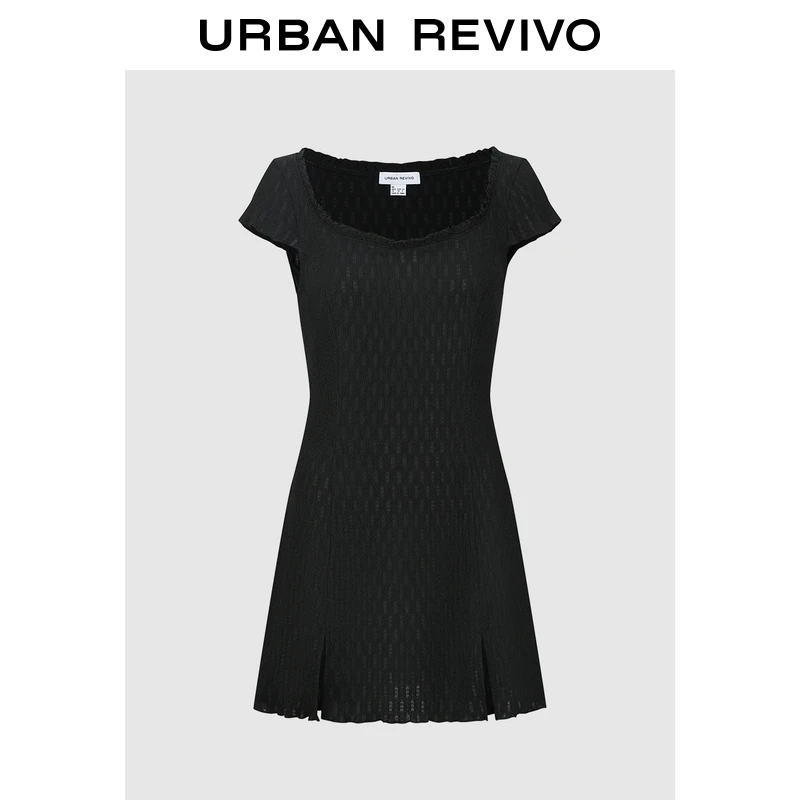 UR2025秋季新款女装休闲肌理感A字短袖连衣裙UYY750115