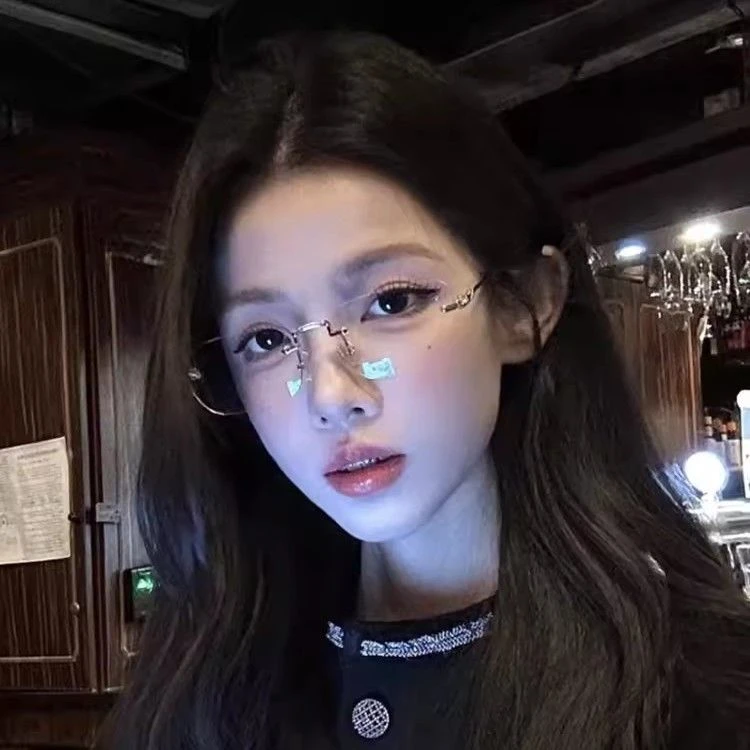 御姐无框眼镜近视女度数纯欲风时尚金丝防辐射银色平光复古个性