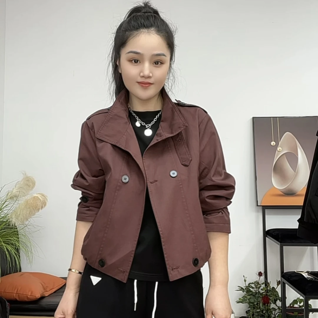 风衣短外套女2025春秋季新款洋气显瘦小个子休闲双排扣夹克上衣