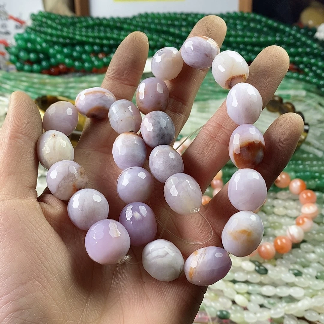 玛瑙/玉髓珠宝半成品合金一条天然香芋玛瑙D467