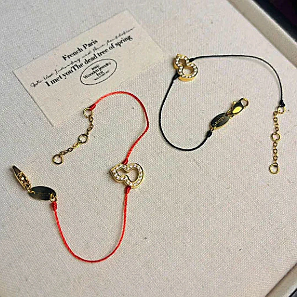 钛钢锆石手链 钛钢镂空葫芦钻手绳手工编制不掉色可调节