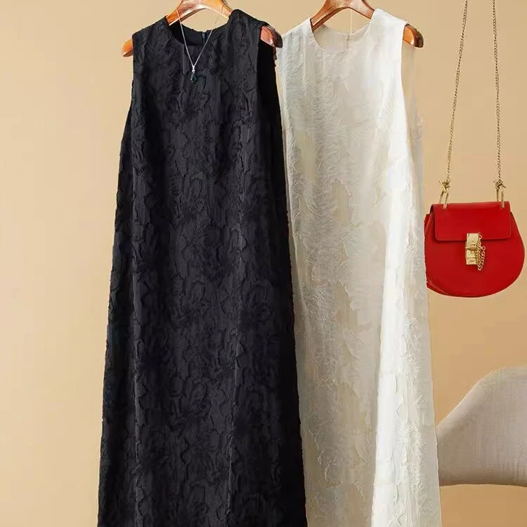 质量好特小众300斤立体剪花工艺显瘦无袖连衣裙夏季高级感背心裙