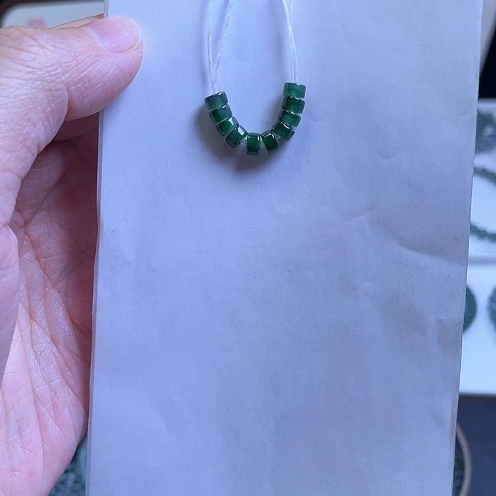 翡翠散珠卡4➕天然A货翡翠算盘珠