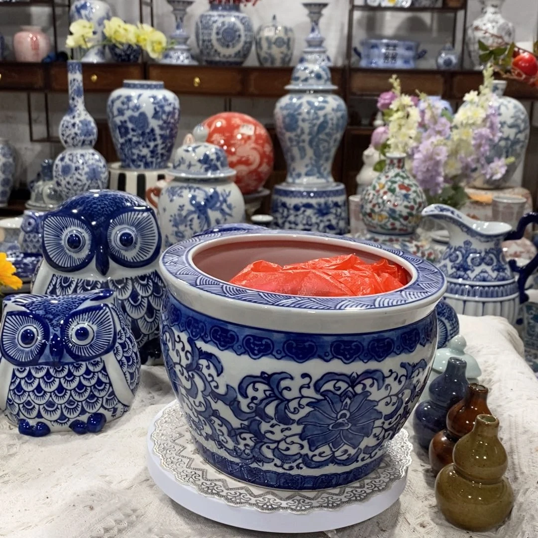 【闪购商品】摆件陶瓷花缸摆件……