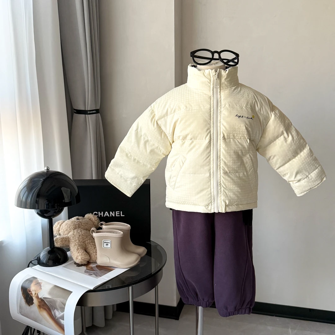 男女童羽绒服冬季新款儿童90白鸭绒面包服两面穿三防加厚外套